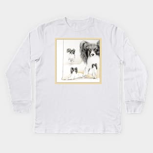 Papillon Dog from an original painting. Kids Long Sleeve T-Shirt